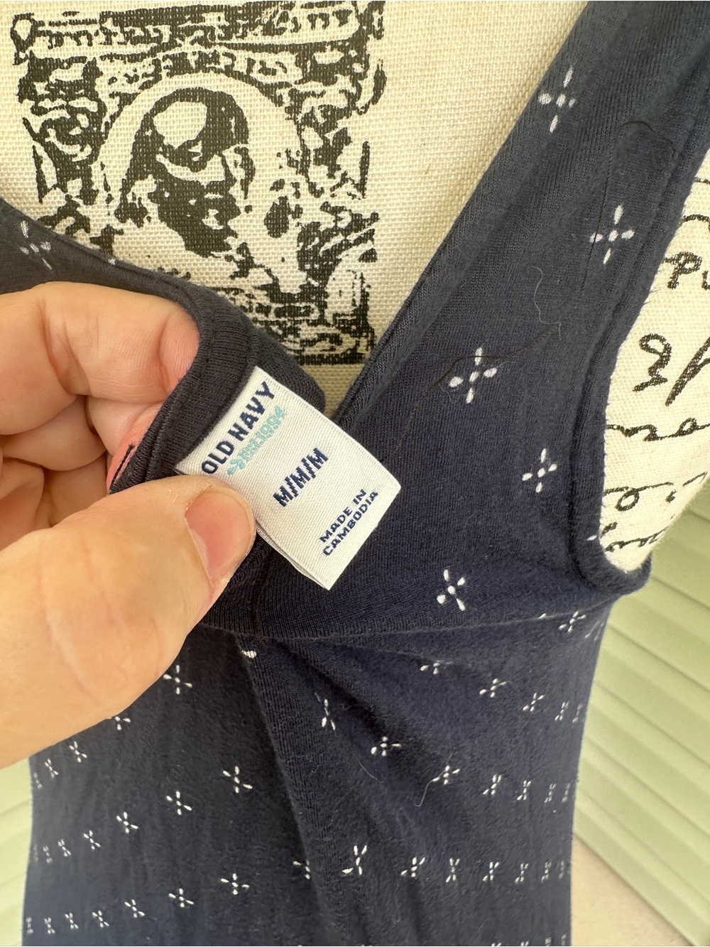 Old Navy Navy Sleeveless Printed Maxi Dress size M tall very soft stretchy comfy - Picture 6 of 6
